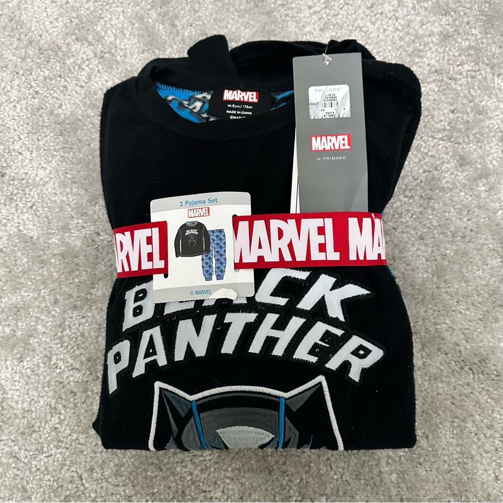 NEW Marvel Black Panther Fleece Pajama Set Big Kids Boys' size 16 2 Piece PJ Set